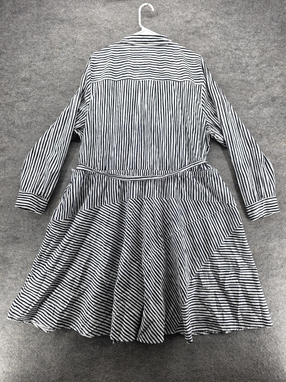 Lane Bryant Shirt Dress Womens 26 Plus Black White Striped Collared Long Sleeve - Picture 7 of 7